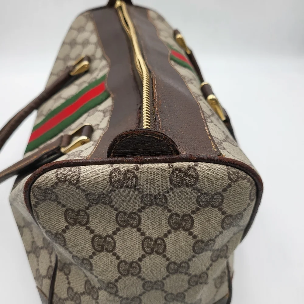 Gucci Vintage GG Supreme Sherry Line Boston 35 Bag..Auth.